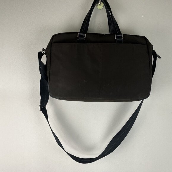 COACH VARICK Brown Nylon Briefcase Messenger Travel Bag Leather Trim F70681 VGUC - Picture 4 of 10